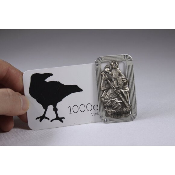 Vintage St Christopher car visor badge, metal traveller protection patron saint - Picture 7 of 8